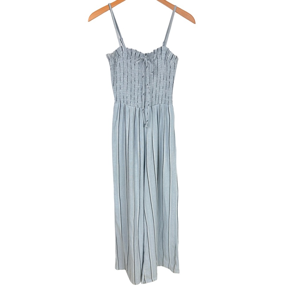 Billabong Forever Fields Wide Leg Blue Striped Jumpsuit Size M - Picture 2 of 6